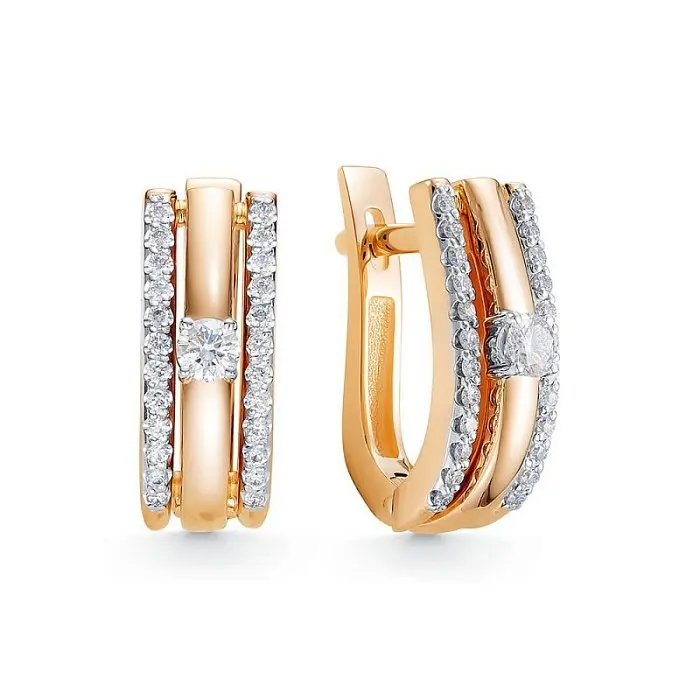 Серьги с английским замком из красного золота