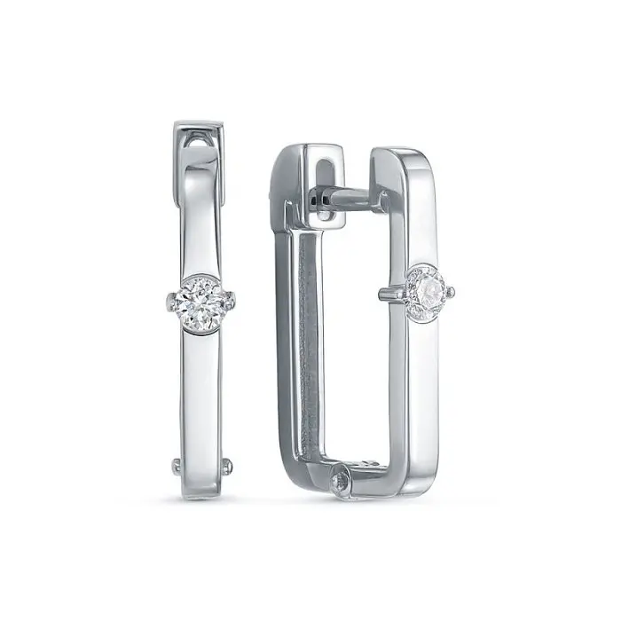 Серьги с английским замком из белого золота