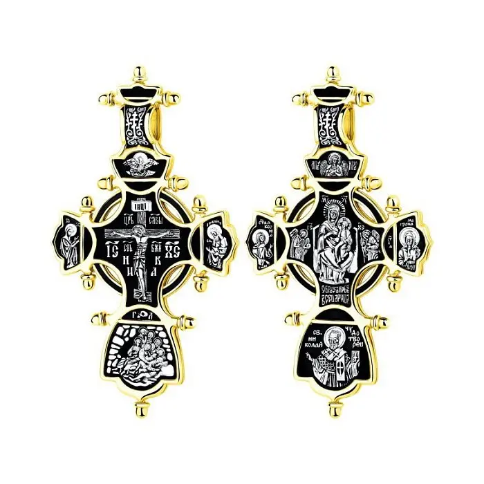 Подвеска крест из позолоты вид 1