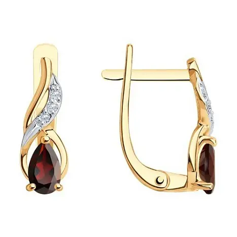 Серьги с английским замком из красного золота