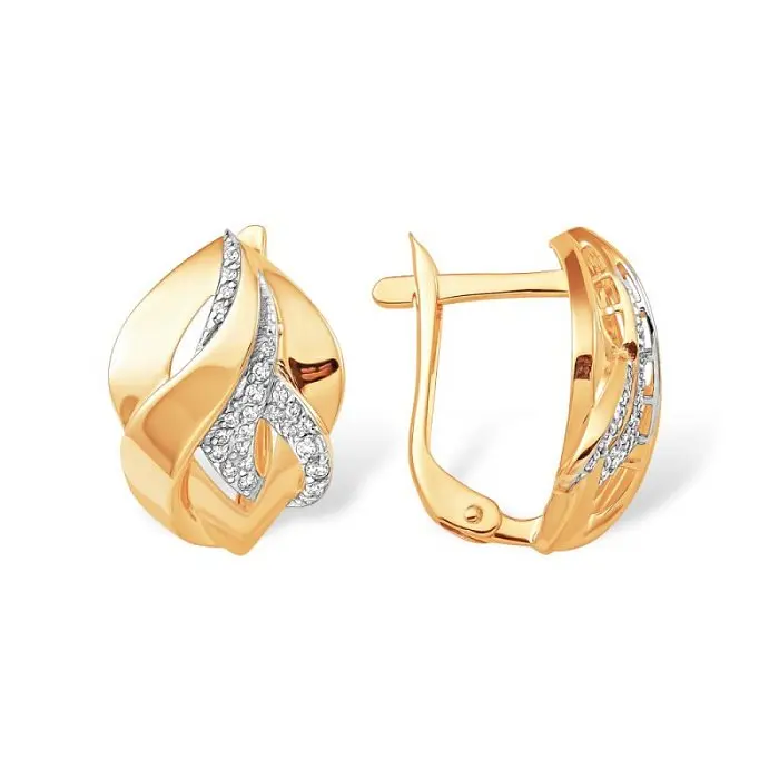 Серьги с английским замком из красного золота