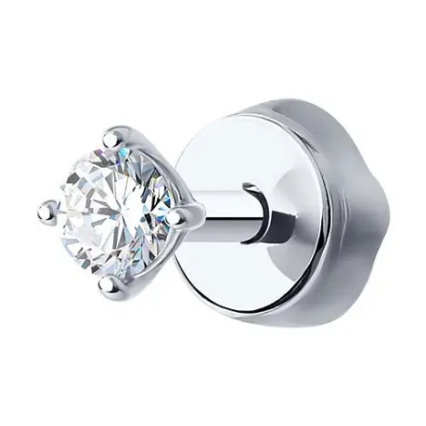Серьги одиночные из белого золота