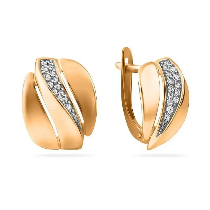 Серьги с английским замком из красного золота