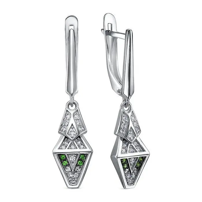 Серьги подвесные из серебра