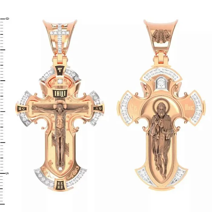 Подвеска крест из красного золота