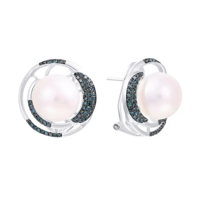 Серьги с английским замком из белого золота вид 1