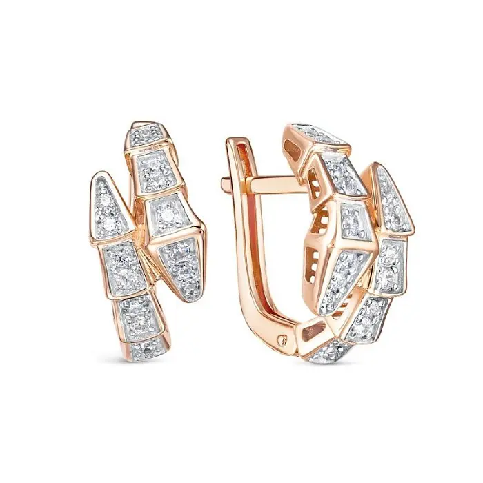 Серьги с английским замком из красного золота