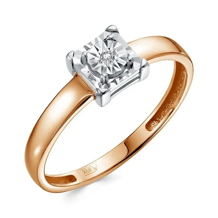 Кольцо помолвочное из комбинированного золота