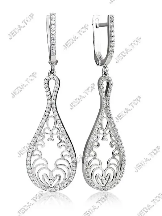 Серьги подвесные из серебра