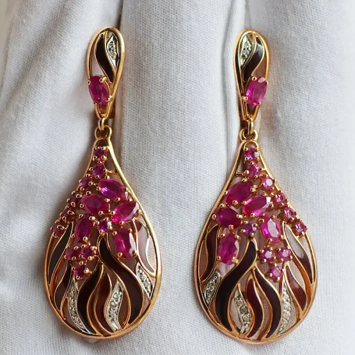 Серьги с английским замком из красного золота Серьги с английским замком из красного золота