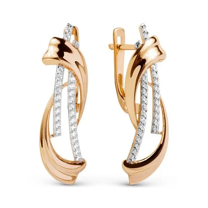 Серьги с английским замком из красного золота