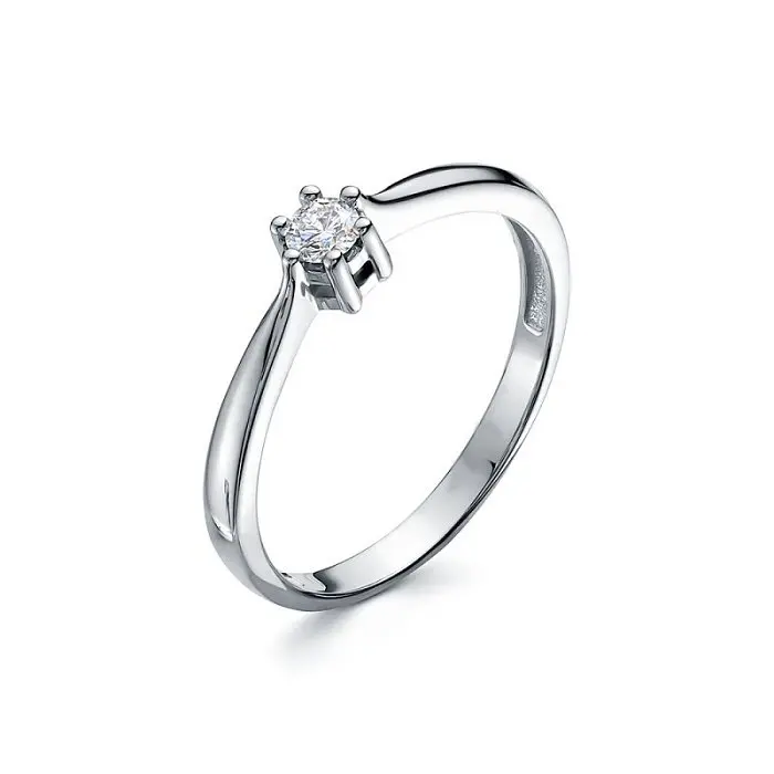 Кольцо помолвочное из белого золота