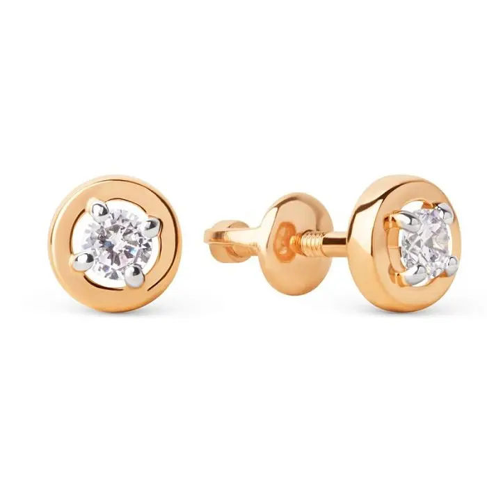 Серьги пуссеты из красного золота