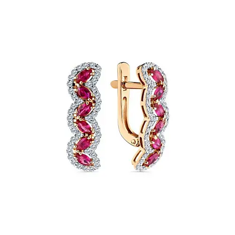 Серьги с английским замком из красного золота