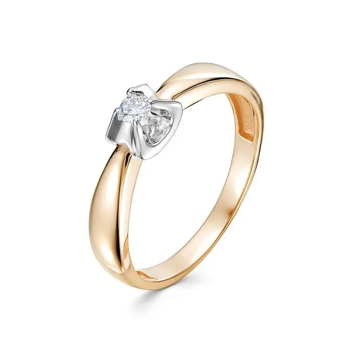 Кольцо помолвочное из комбинированного золота