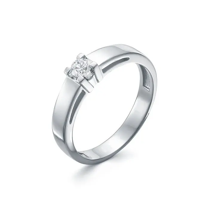 Кольцо помолвочное из белого золота