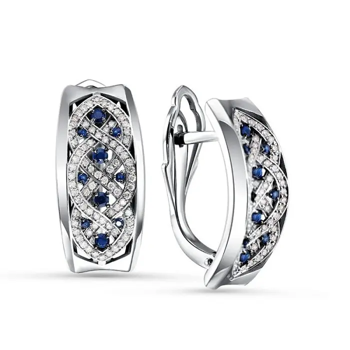 Серьги с английским замком из белого золота