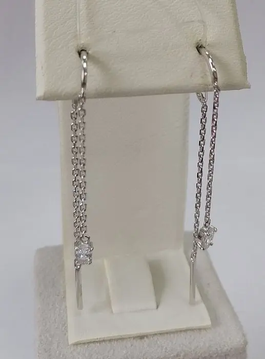 Серьги цепочки из серебра