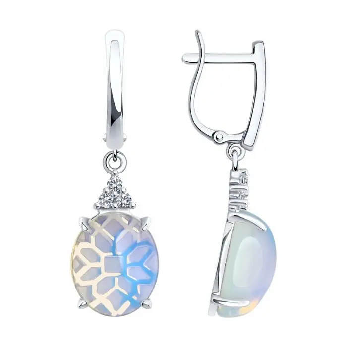 Серьги подвесные из серебра