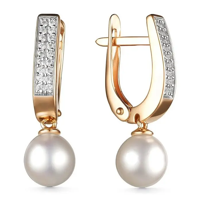 Серьги подвесные из красного золота