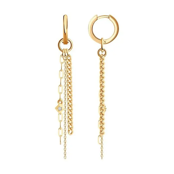 Серьги с английским замком из красного золота