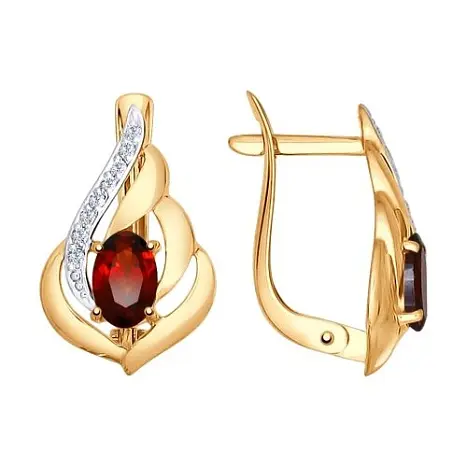 Серьги с английским замком из красного золота