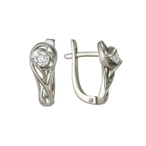 Серьги с английским замком из белого золота