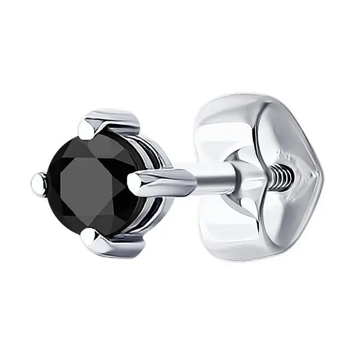 Серьги одиночные из белого золота