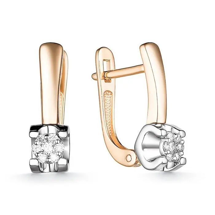 Серьги с английским замком из комбинированного золота