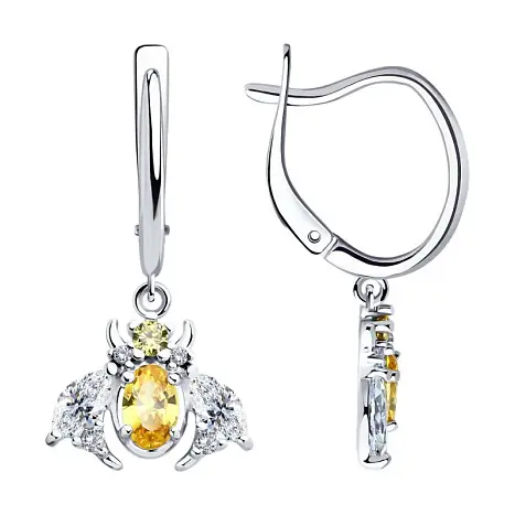 Серьги подвесные из серебра