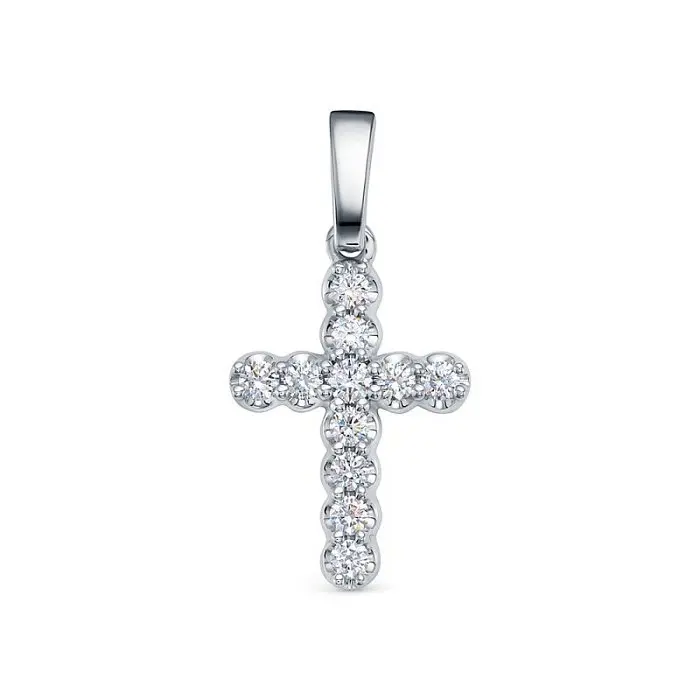 Подвеска декоративный крест из белого золота