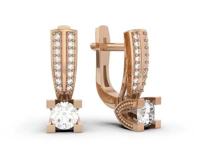 Серьги с английским замком из комбинированного золота