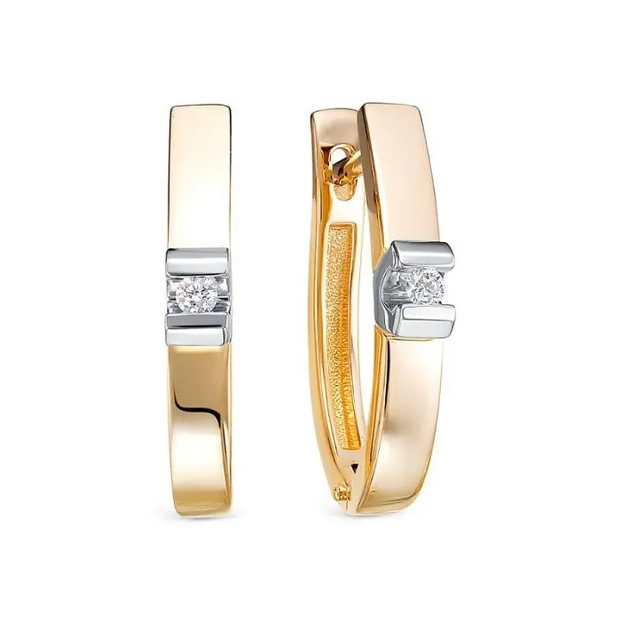 Серьги с английским замком из комбинированного золота