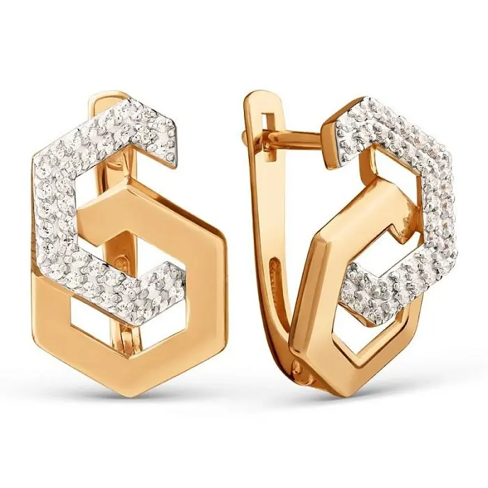 Серьги с английским замком из красного золота