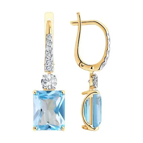 Серьги подвесные из красного золота
