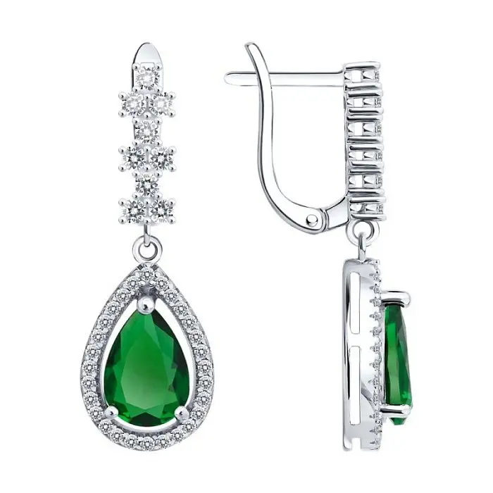 Серьги подвесные из серебра