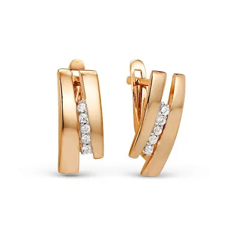 Серьги с английским замком из красного золота