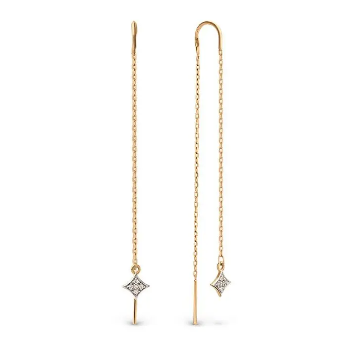 Серьги цепочки из красного золота