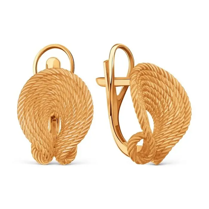 Серьги с английским замком из красного золота