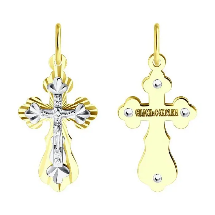 Подвеска крест из желтого золота