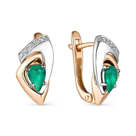 Серьги с английским замком из комбинированного золота