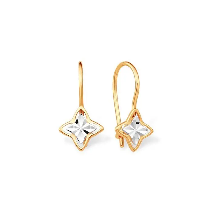Серьги детские из комбинированного золота