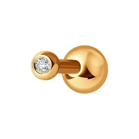 Серьги одиночные из красного золота