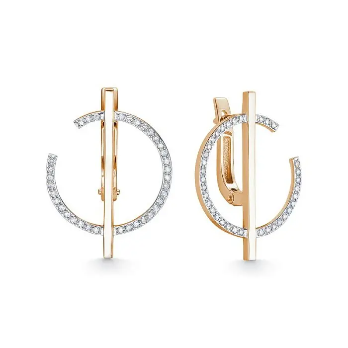 Серьги с английским замком из комбинированного золота