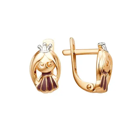 Серьги детские из красного золота