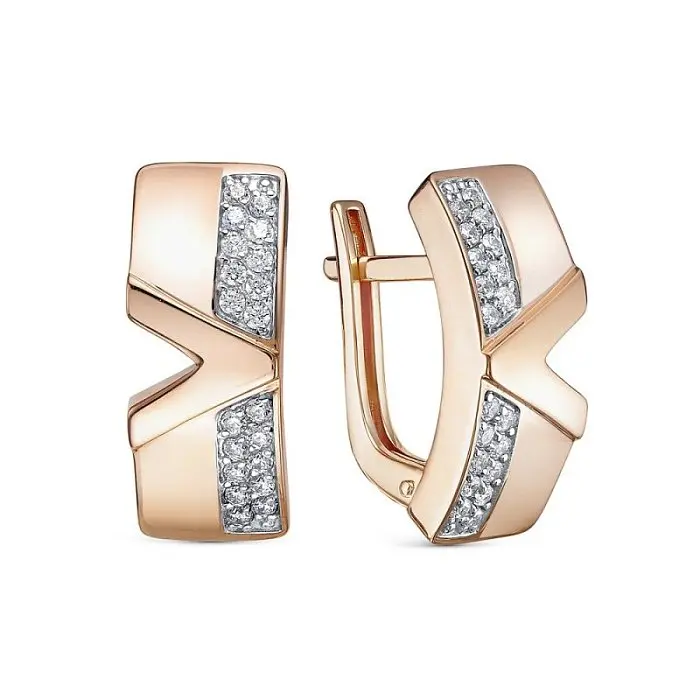 Серьги с английским замком из красного золота