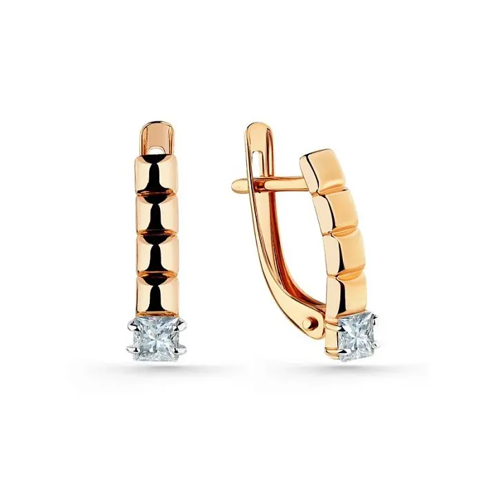 Серьги с английским замком из красного золота