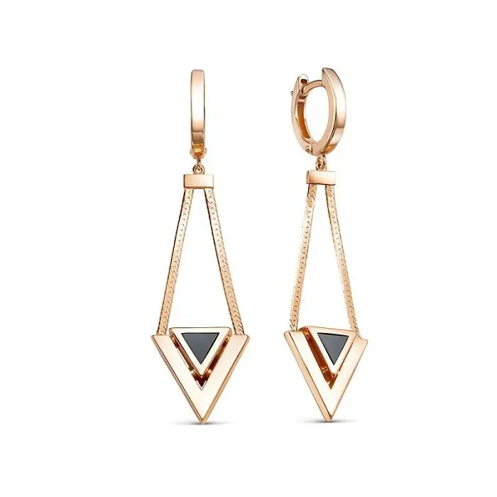 Серьги подвесные из красного золота