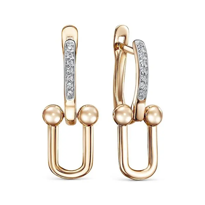 Серьги подвесные из красного золота