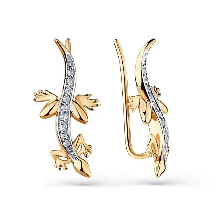 Серьги зажимы из красного золота